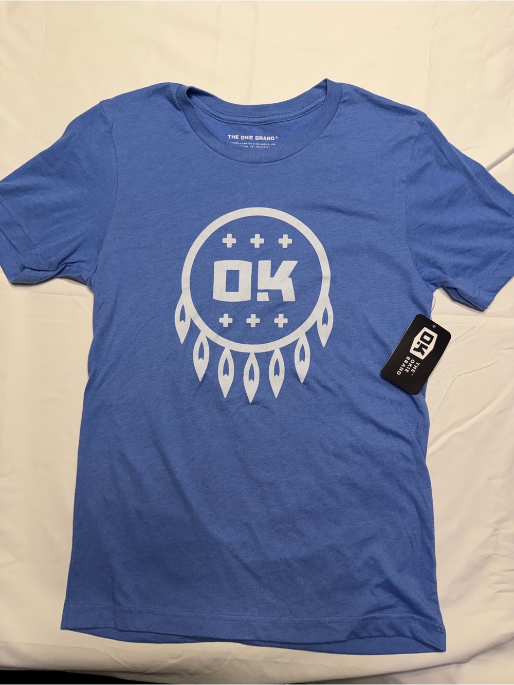 Okie Short Sleeve Graphic Tee in Blue NWT 1097
